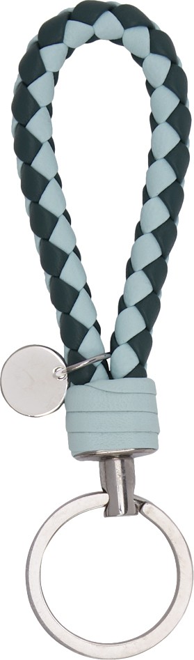 Bottega Veneta Blue Bicolor Intrecciato Loop Keychain