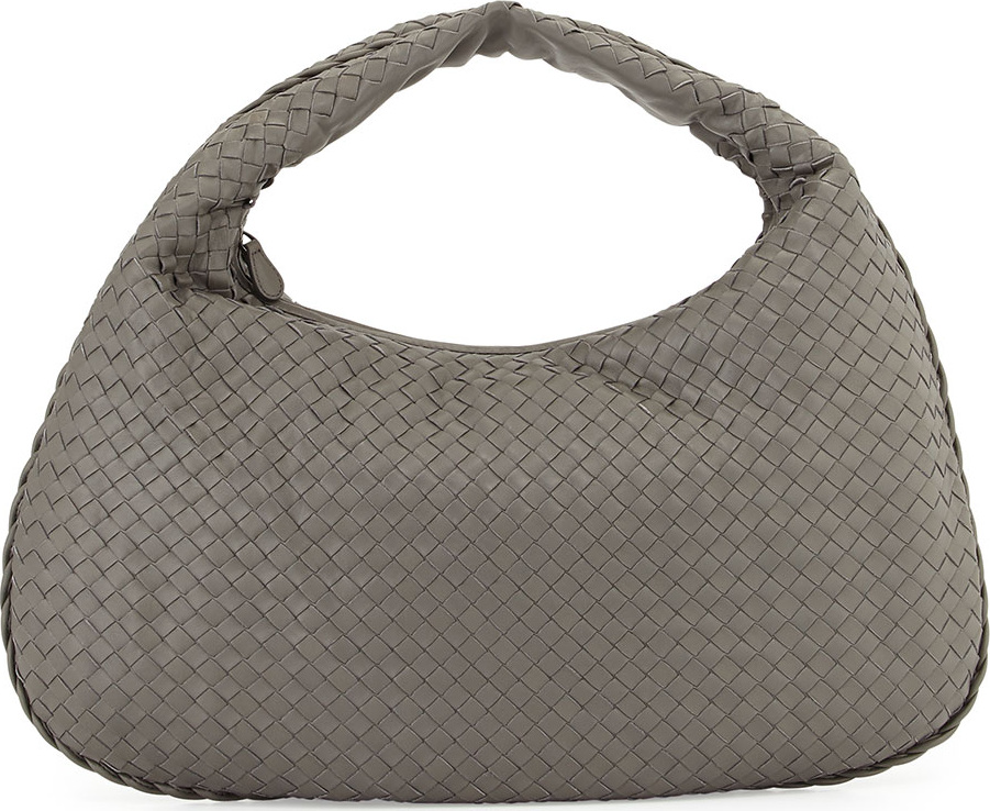 Bottega Veneta Veneta Intrecciato Large Hobo Bag, Gray