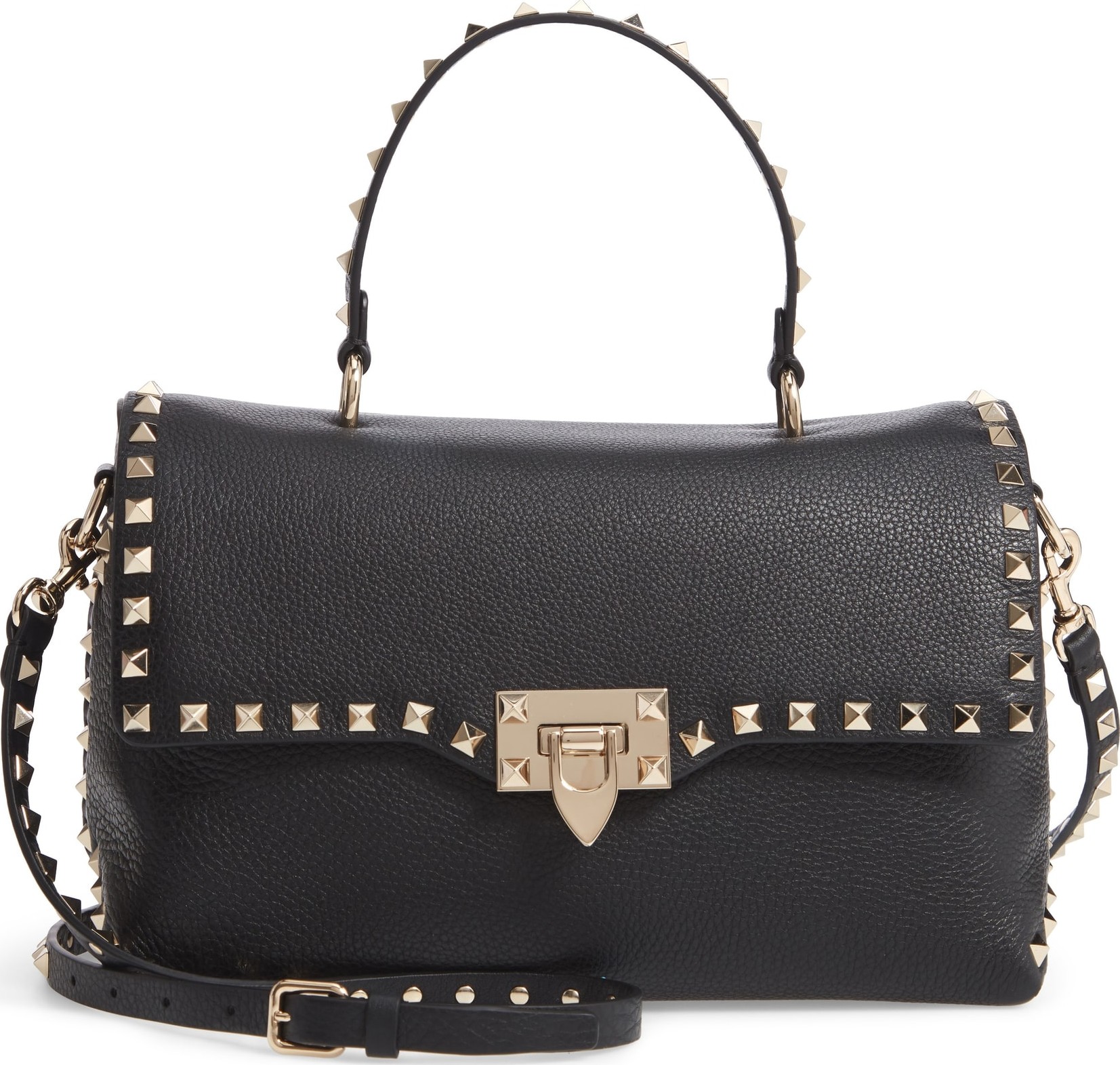Valentino Rockstud Leather Top Handle Bag