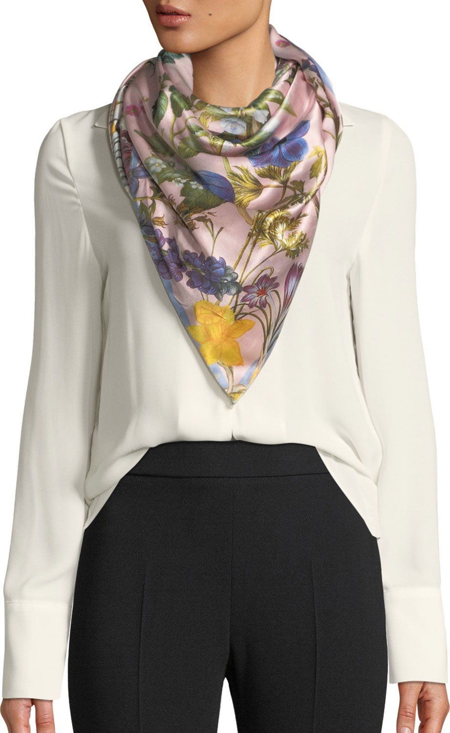 St. Piece Isabella Double-Sided Silk Floral Scarf