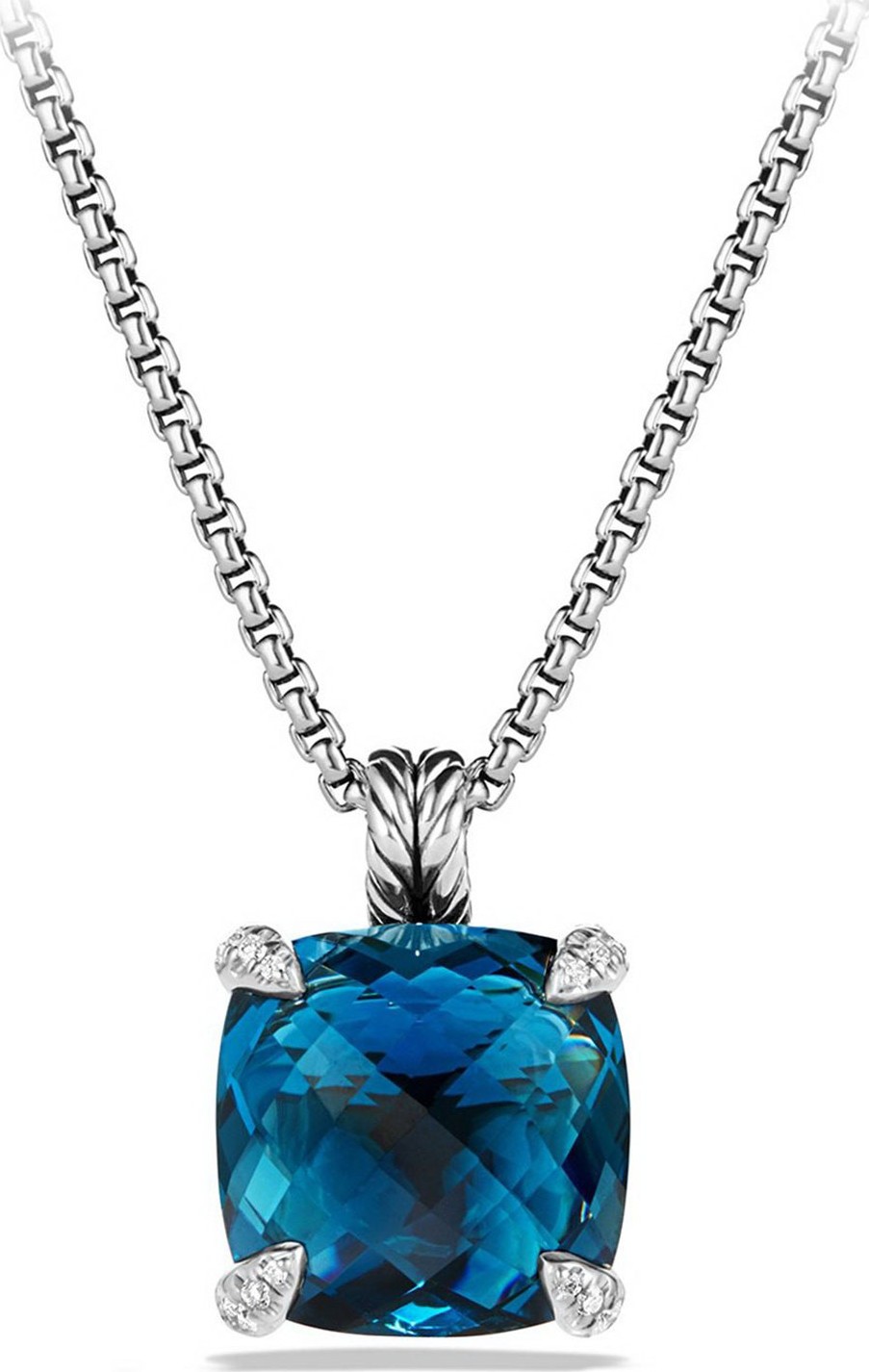 David Yurman 14mm Châtelaine Hampton Blue Topaz Pendant Necklace