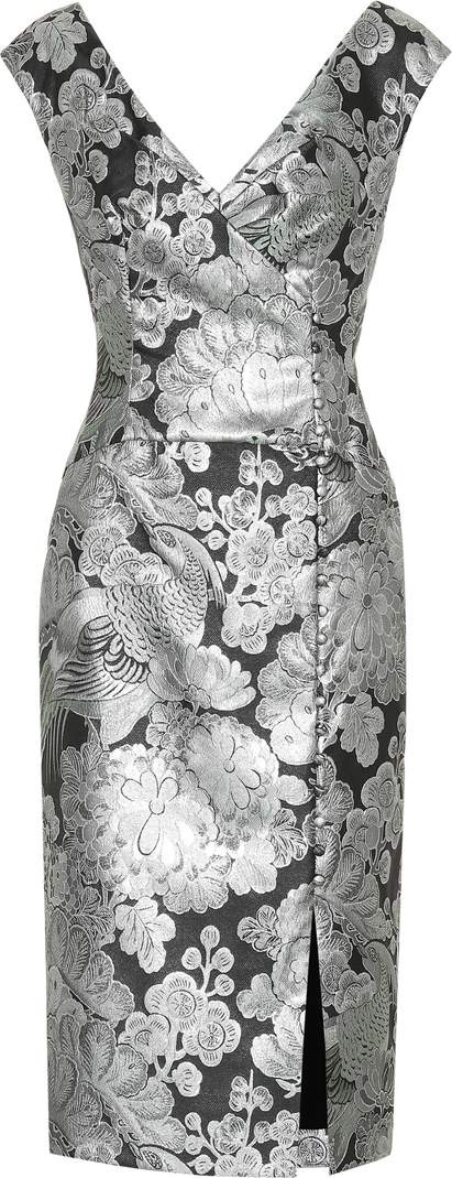 Erdem Metallic floral jacquard dress