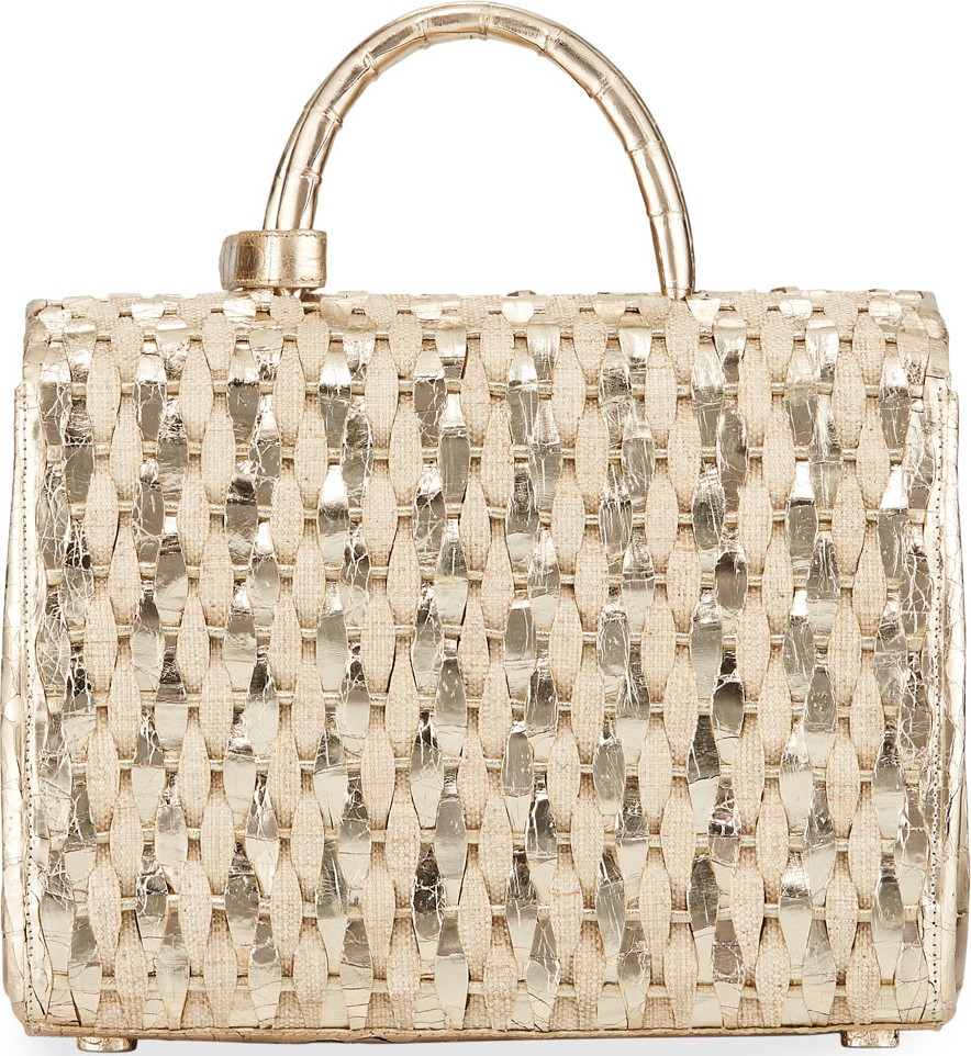 Nancy Gonzalez Woven Metallic Top-Handle Bag