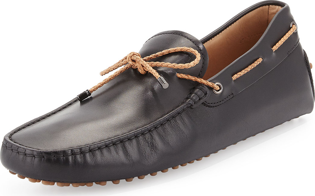 Tod's Braided Leather Driver, Black