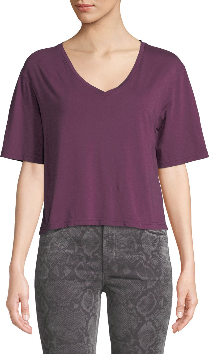 J BRAND Maria Cropped V-Neck Tee