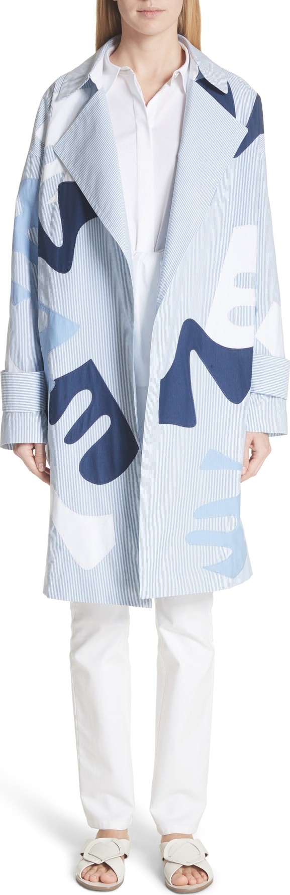 Lafayette 148 New York Laurita Sartorial Stripe Print Coat