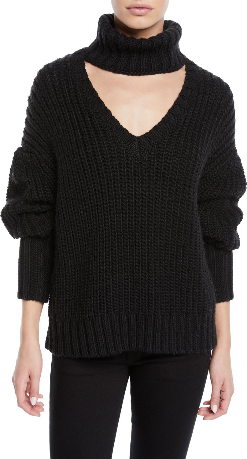 Cinq A Sept Adia Turtleneck Cutout Sweater