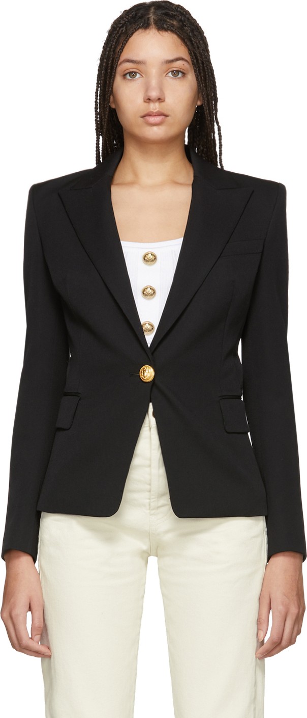 Balmain Black Wool Single-Button Blazer