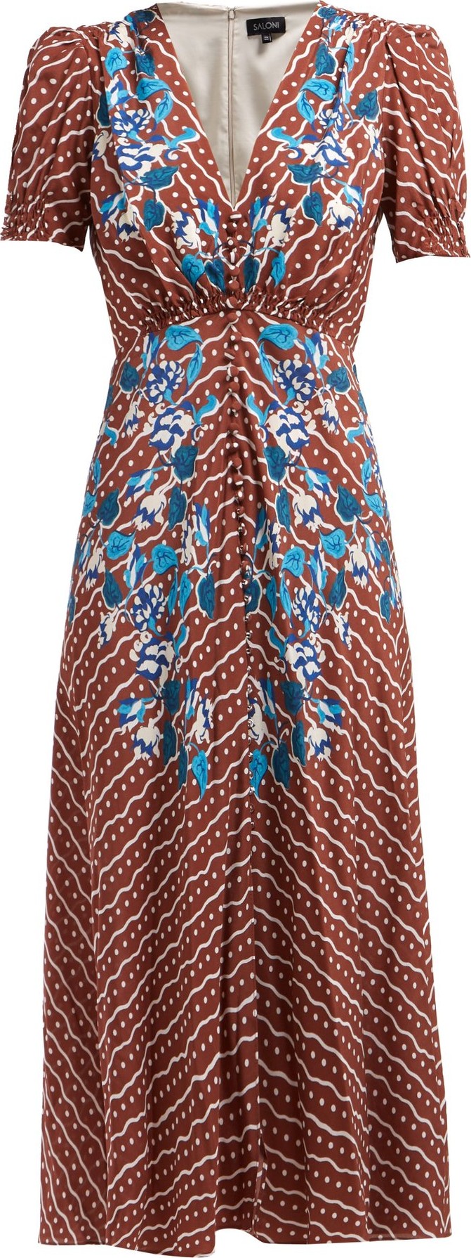 Saloni Lea polka-dot silk-crepe midi dress