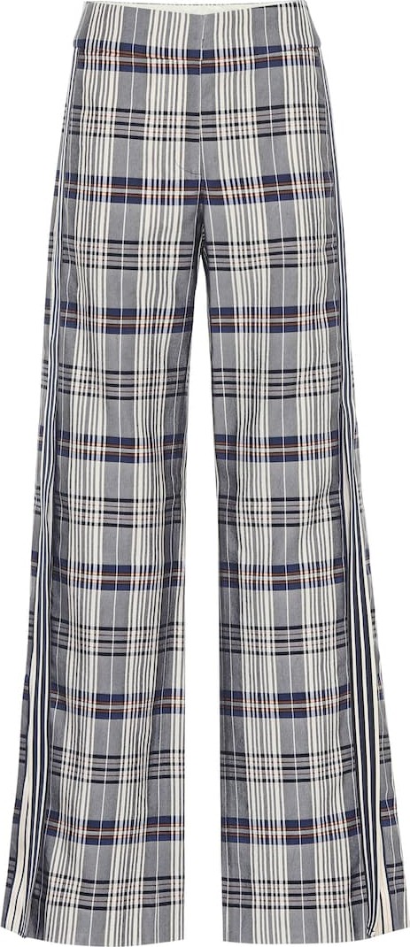 Monse Checked cotton-blend wide-leg pants