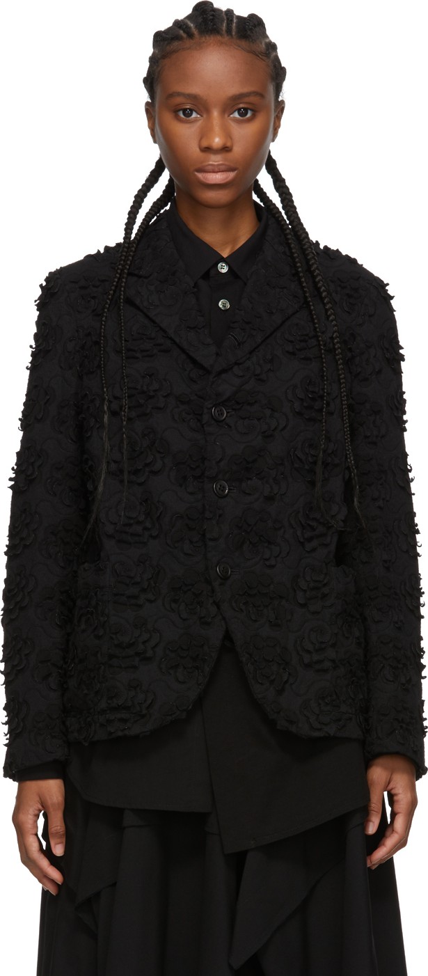 Comme Des Garçons Comme Des Garçons Black All Over Embroidery Blazer