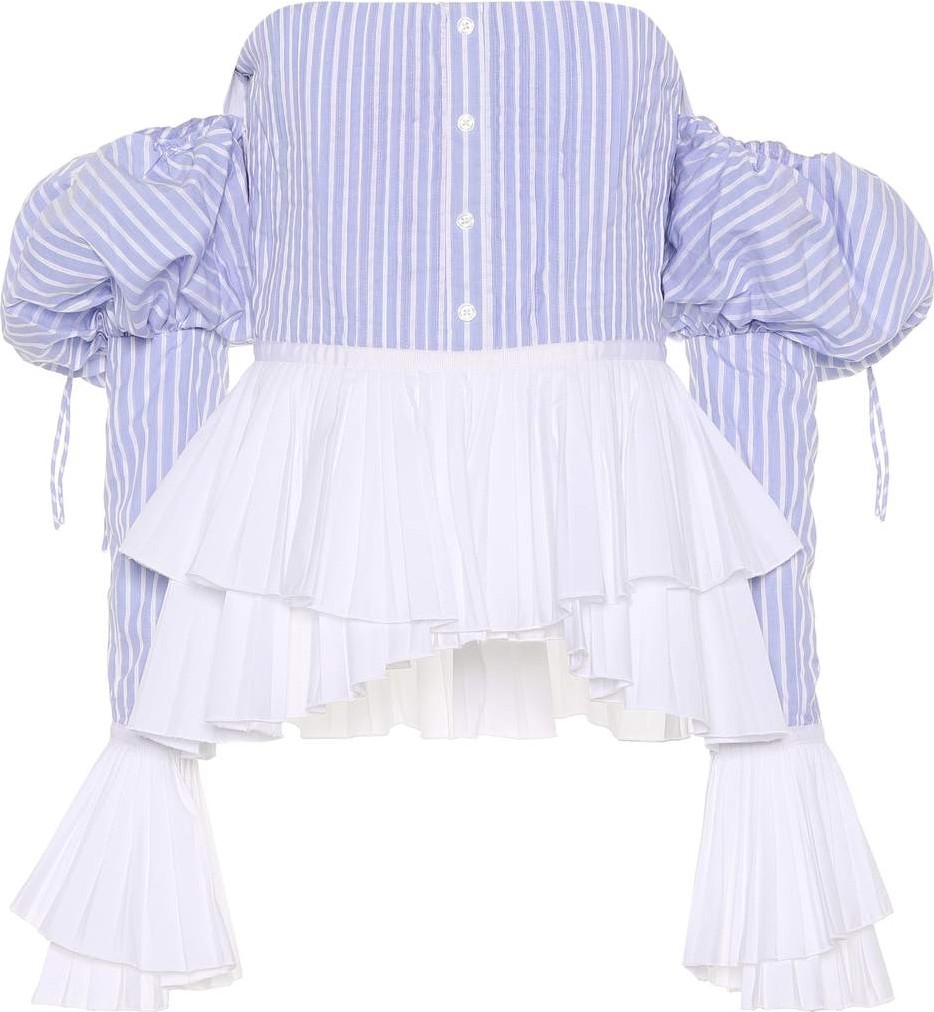 Jonathan Simkhai Striped cotton off-the-shoulder top