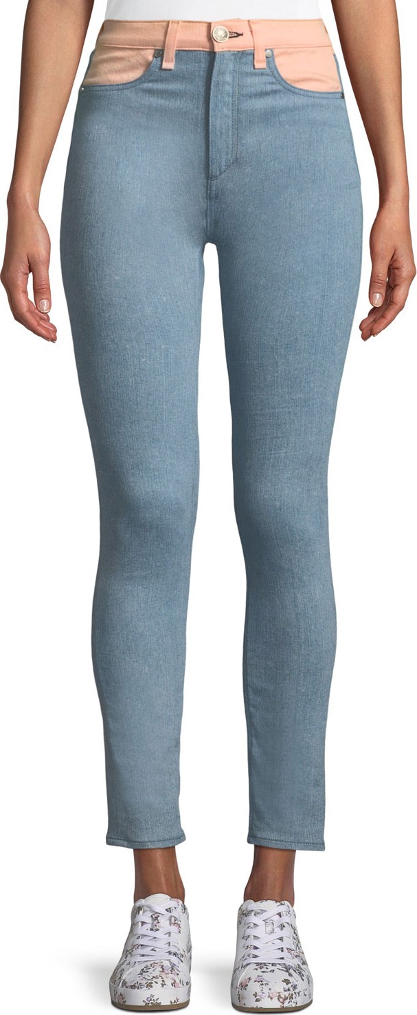 Rag & Bone Phila High-Rise Skinny Jeans with Colorblocking Detail