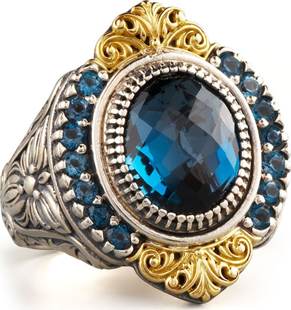 Konstantino Pave London Blue Topaz Ring