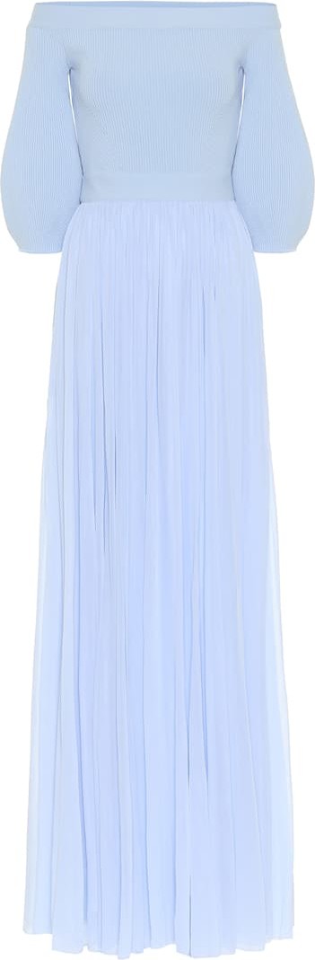 Alexander McQueen Off-shoulder jersey maxi dress