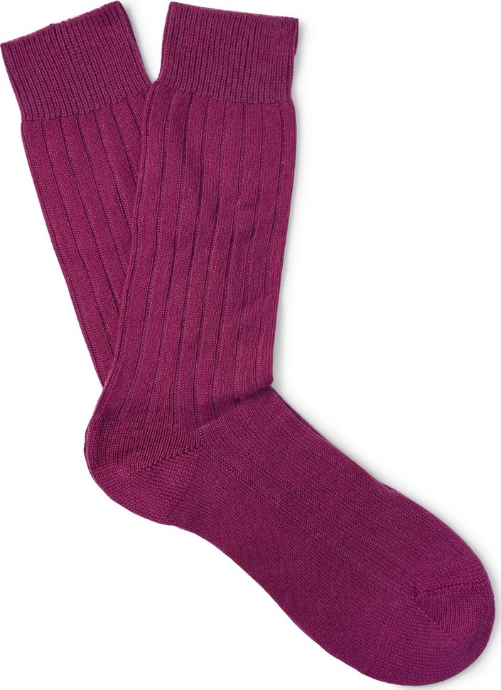 Pantherella Waddington Ribbed Cashmere-Blend Socks
