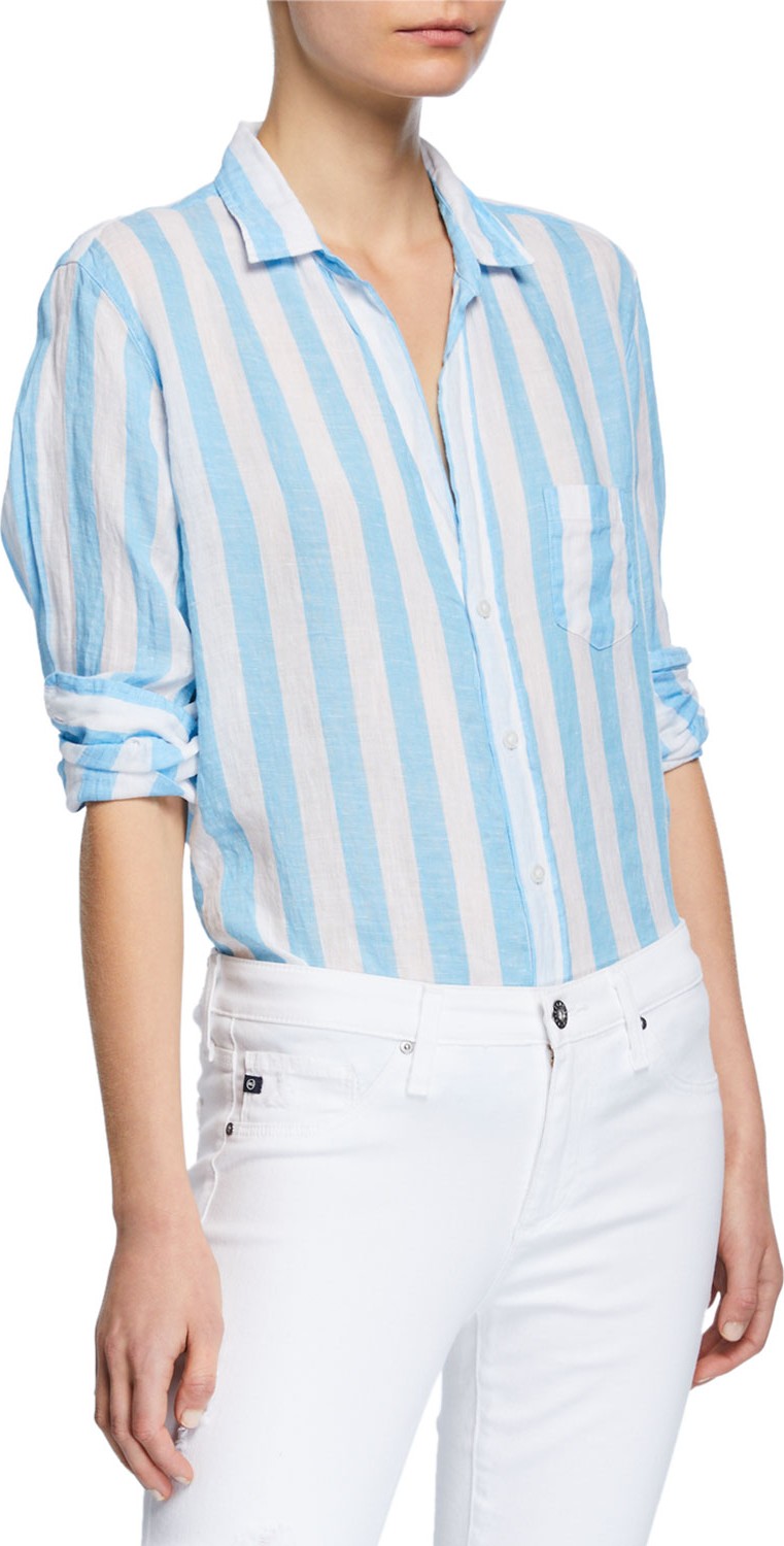 Frank & Eileen Striped Long-Sleeve Button-Down Linen Shirt