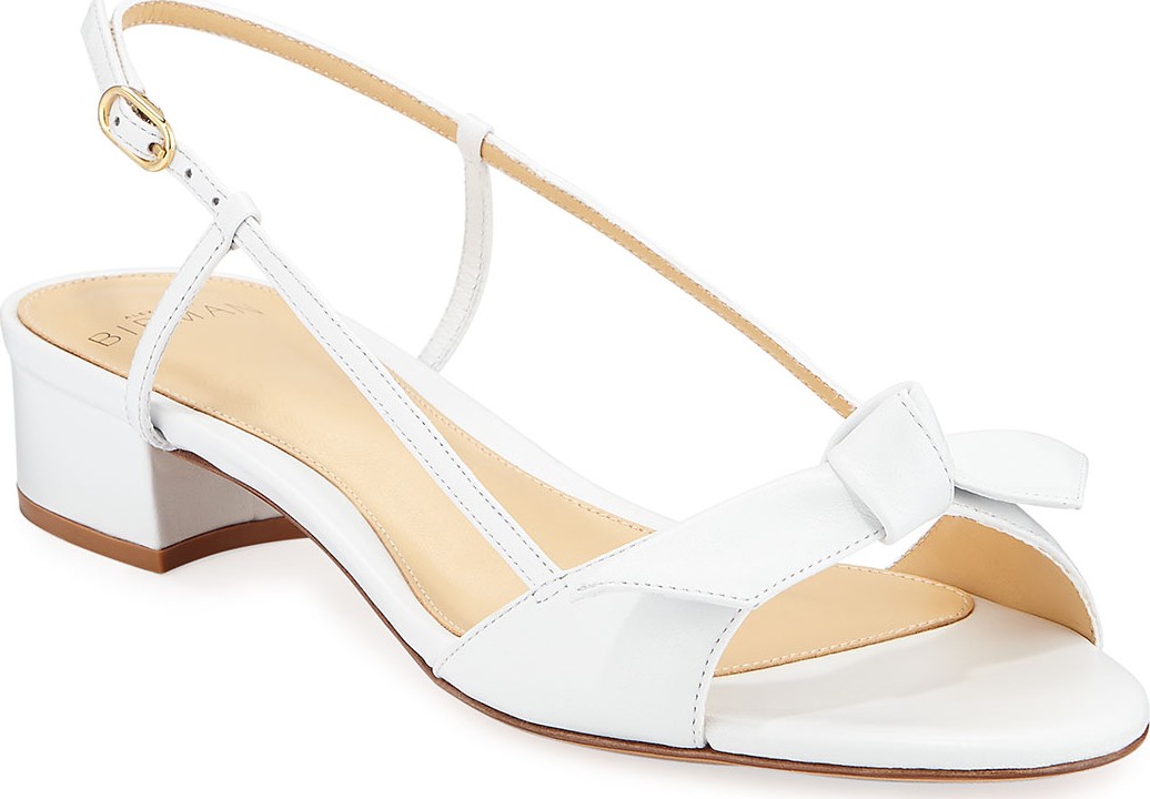 Alexandre Birman Clarita Slingback Low-Heel Bow Sandals