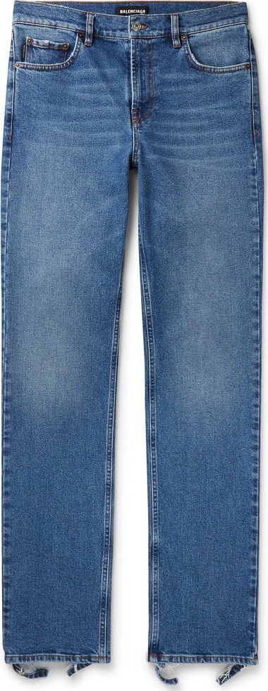 Balenciaga Slim-Fit Distressed Stretch-Denim Jeans