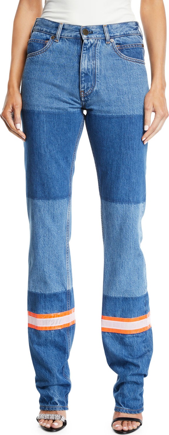 Calvin Klein Mix Patchwork Straight-Leg Denim Pants