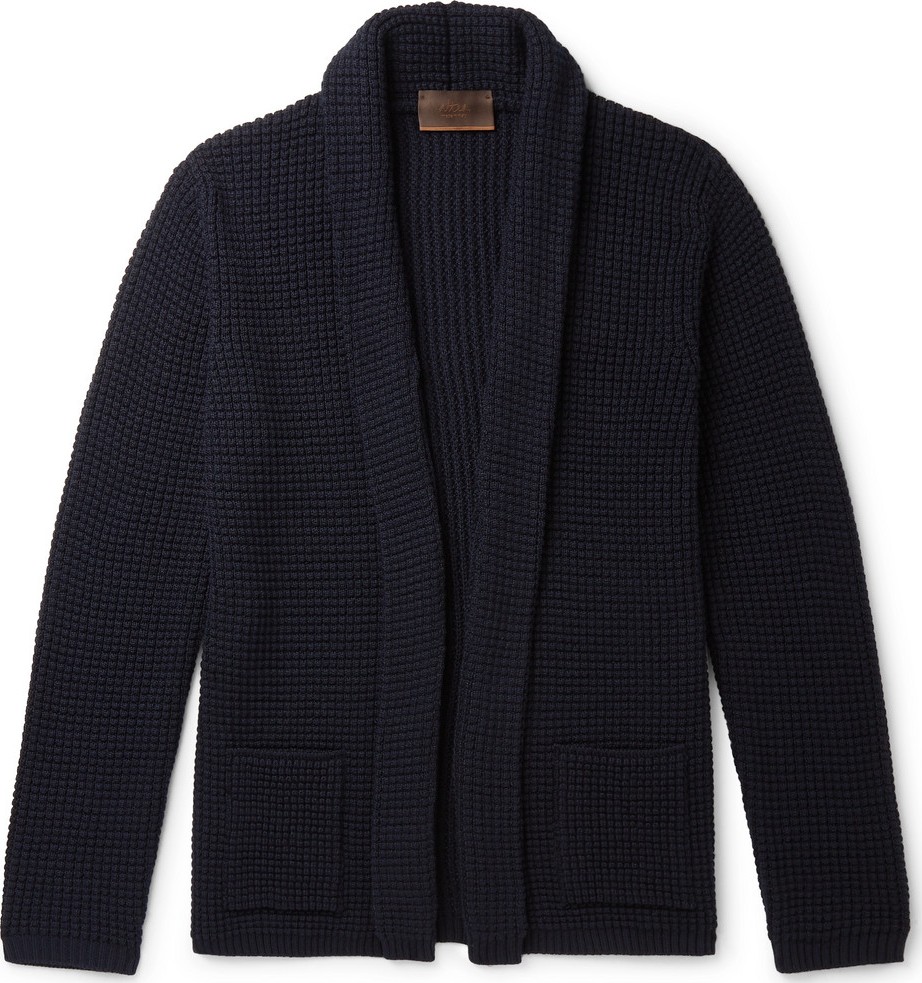 Altea Shawl-Collar Textured Wool-Blend Cardigan