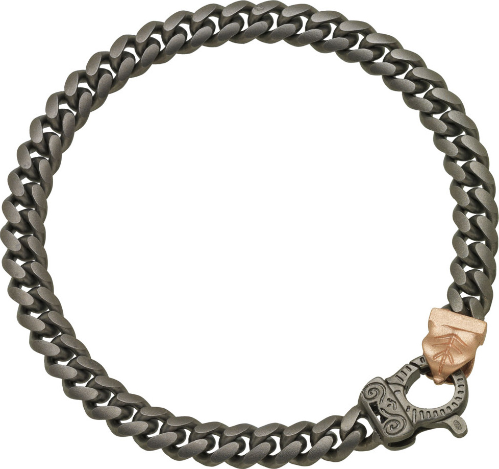 Marco Dal Maso Men's Flaming Tongue Burnished Silver Chain Bracelet w/ 18k Pink Gold-Plate Clasp