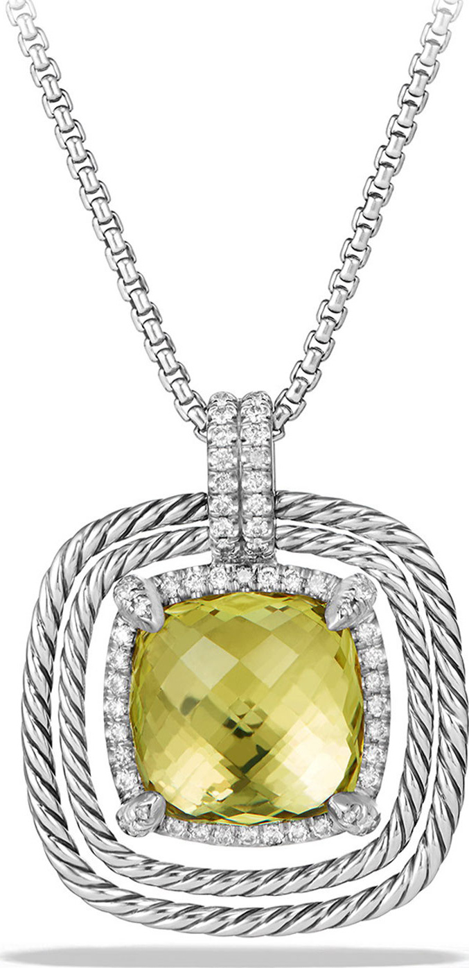 David Yurman 24mm Châtelaine® Spiraled Bezel Necklace with Diamonds
