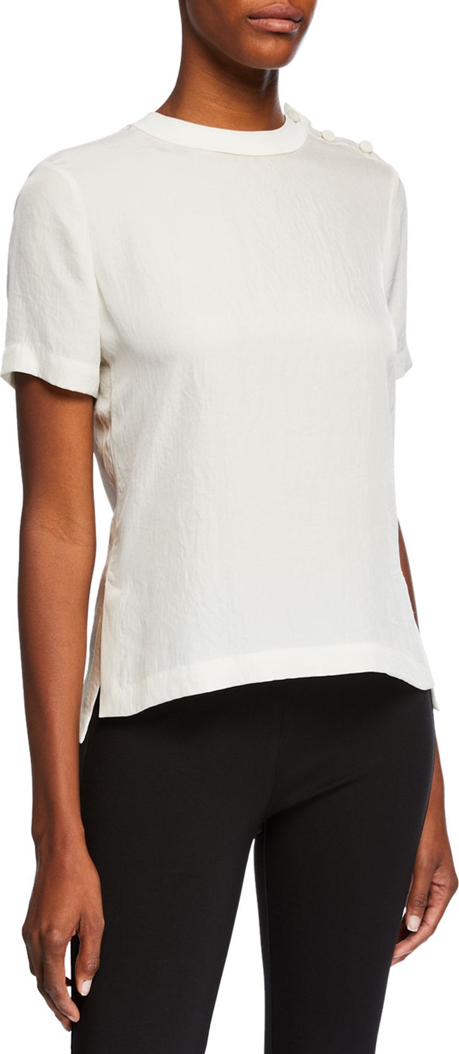 Rag & Bone Aiden Button-Shoulder Crewneck Tee