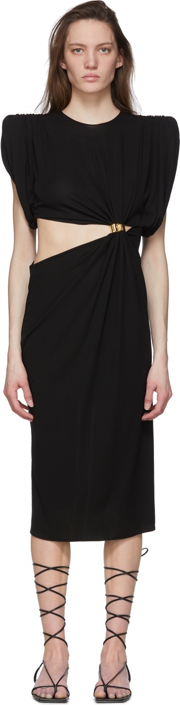 Versace Black Sculptural Shoulder Cut-Out Dress Versace Black Sculptural Shoulder Cut-Out Dress