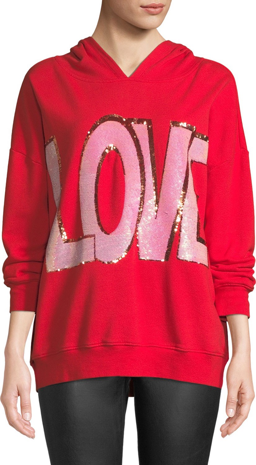 Alice + Olivia Vernie "LOVE" Embellished Pullover Hoodie