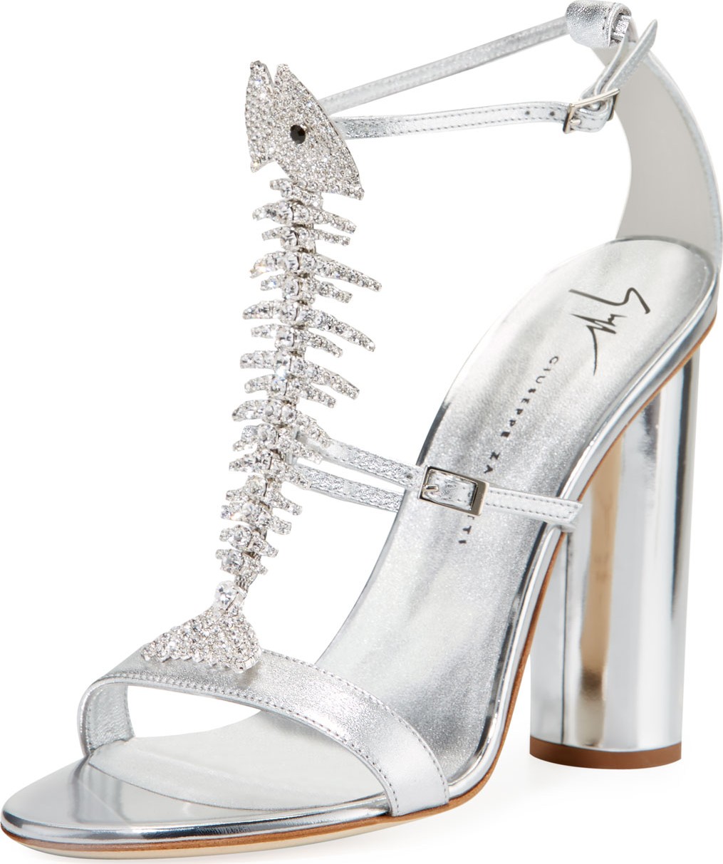 Giuseppe Zanotti Embellished Metallic Leather Sandals