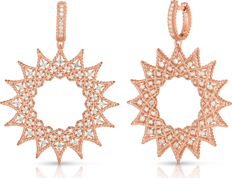 Roberto Coin 18k Rose Gold Roman Barocco Diamond Drop Earrings