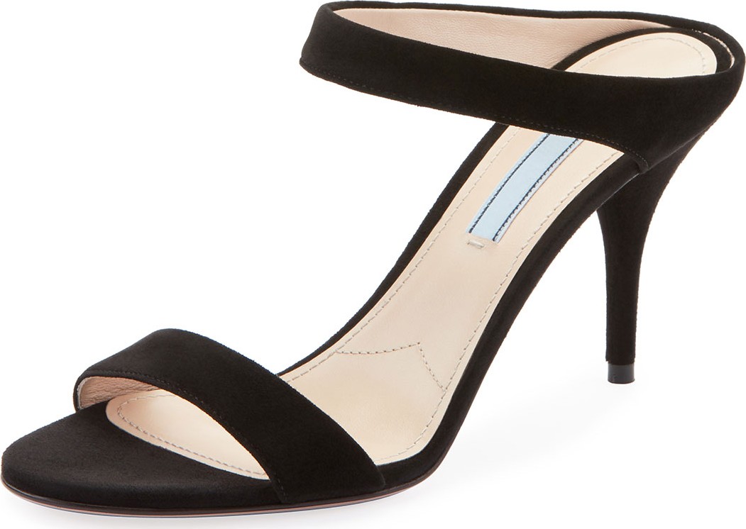 Prada Suede Two-Strap Slide Sandals