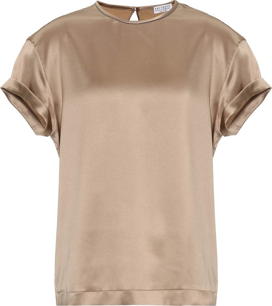 Brunello Cucinelli Stretch silk satin T-shirt