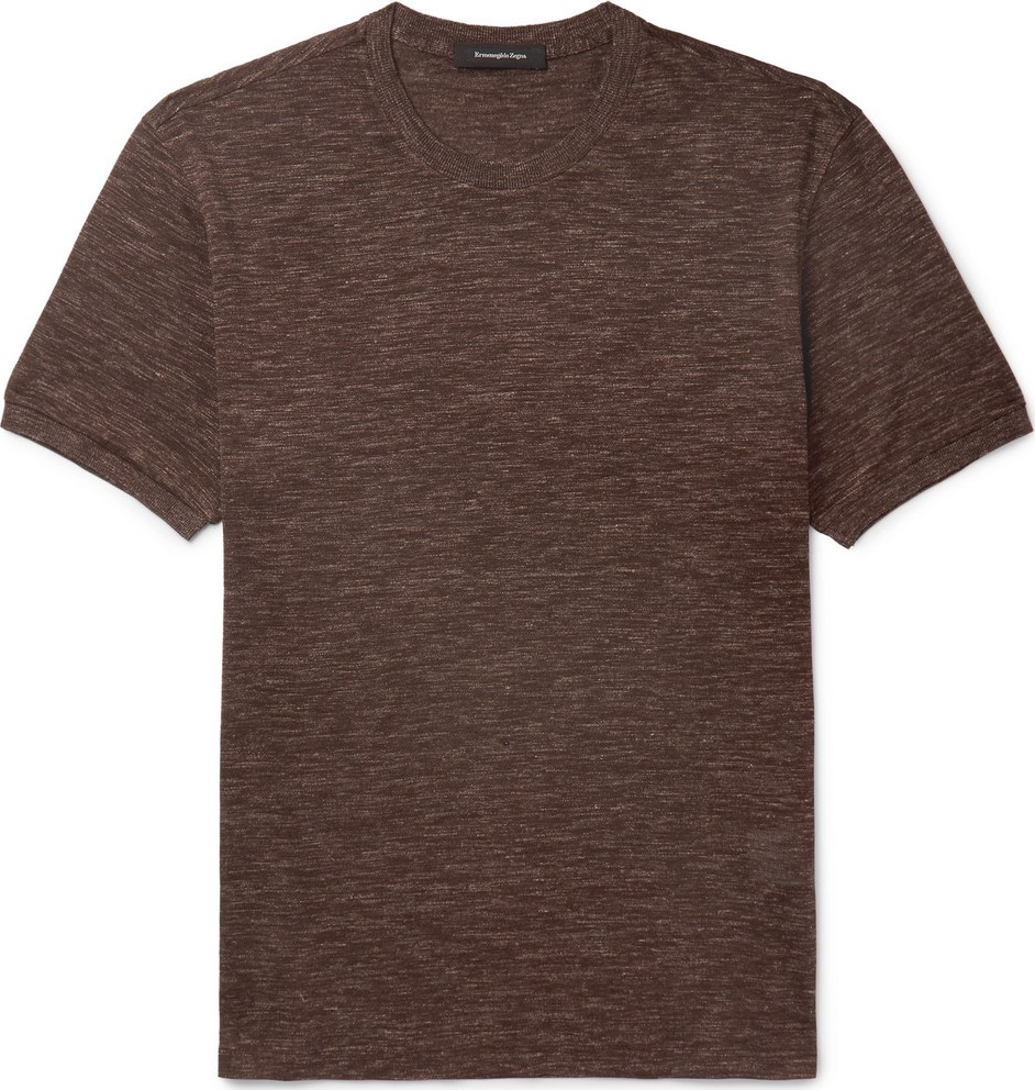 Ermenegildo Zegna Mélange Silk and Linen-Blend Jersey T-Shirt