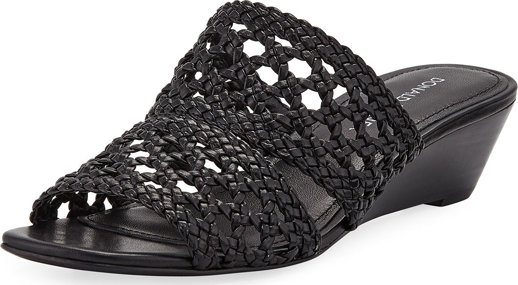 Donald J Pliner Albi Woven-Leather Demi-Wedge Slide Sandals