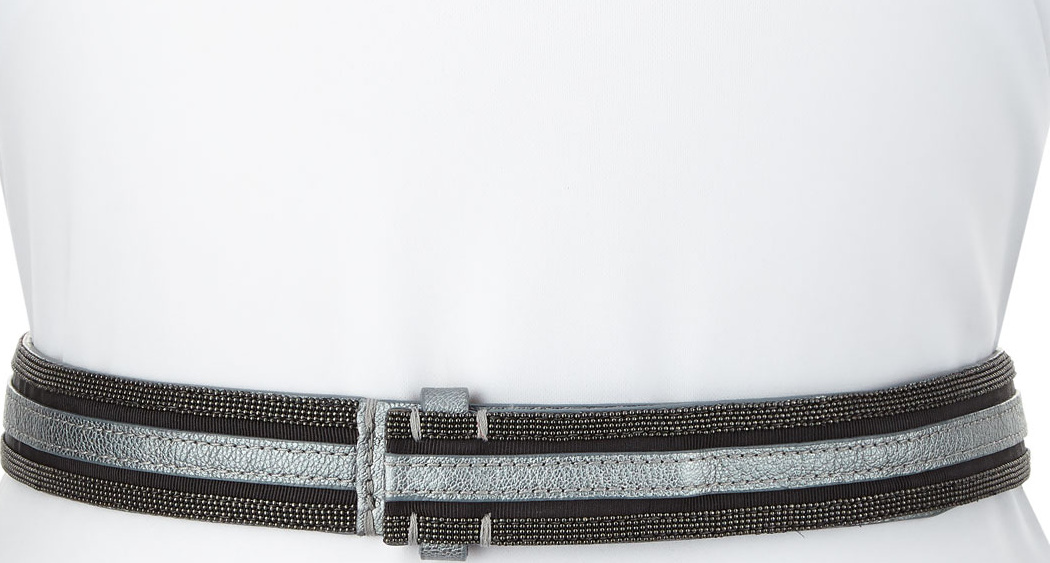 Brunello Cucinelli Metallic Leather Tubular Monili Belt