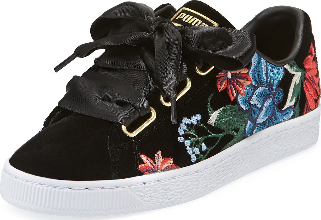 PUMA Basket Heart Hyper Embroidered Sneakers, Black
