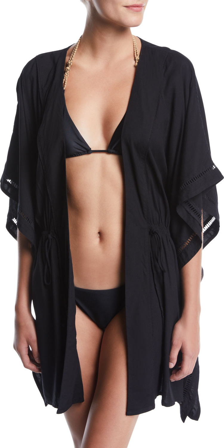 ViX Swimwear Embroidered Open-Front Coverup Caftan