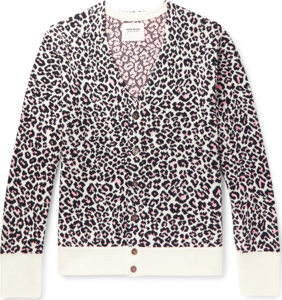Noon Goons Chatterbox Leopard-Jacquard Cardigan