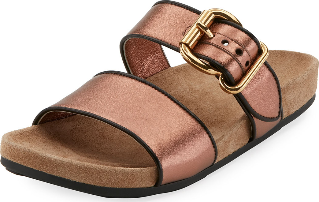 Prada Metallic Leather Double-Band Sandal