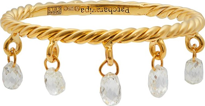 Patcharavipa Butterfly 18kt gold and briolette diamond ring