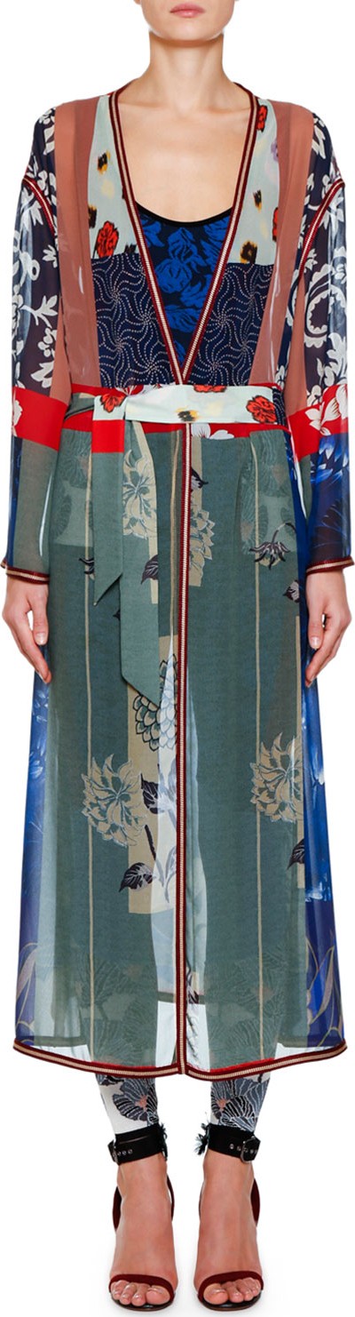 Etro Pacific Print Semisheer Long Coat