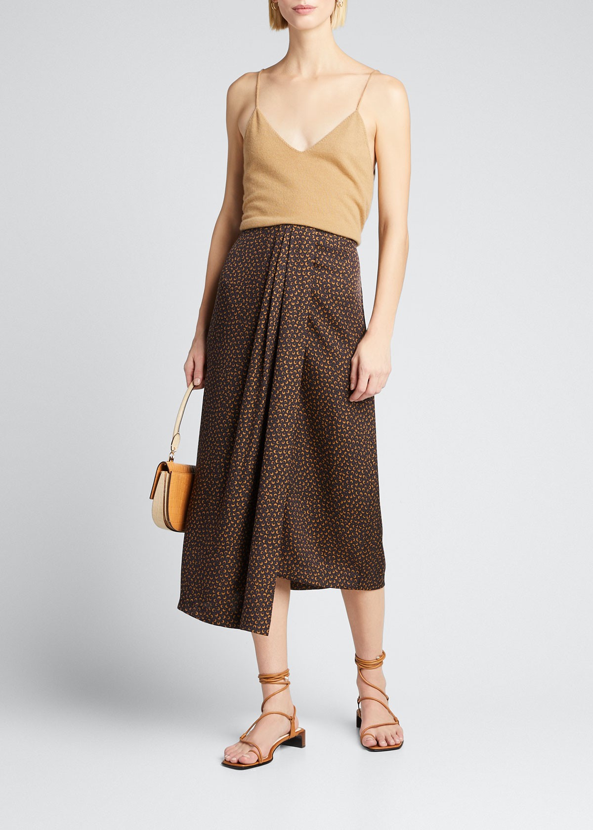 Vince Star Dot Asymmetric Drape Skirt
