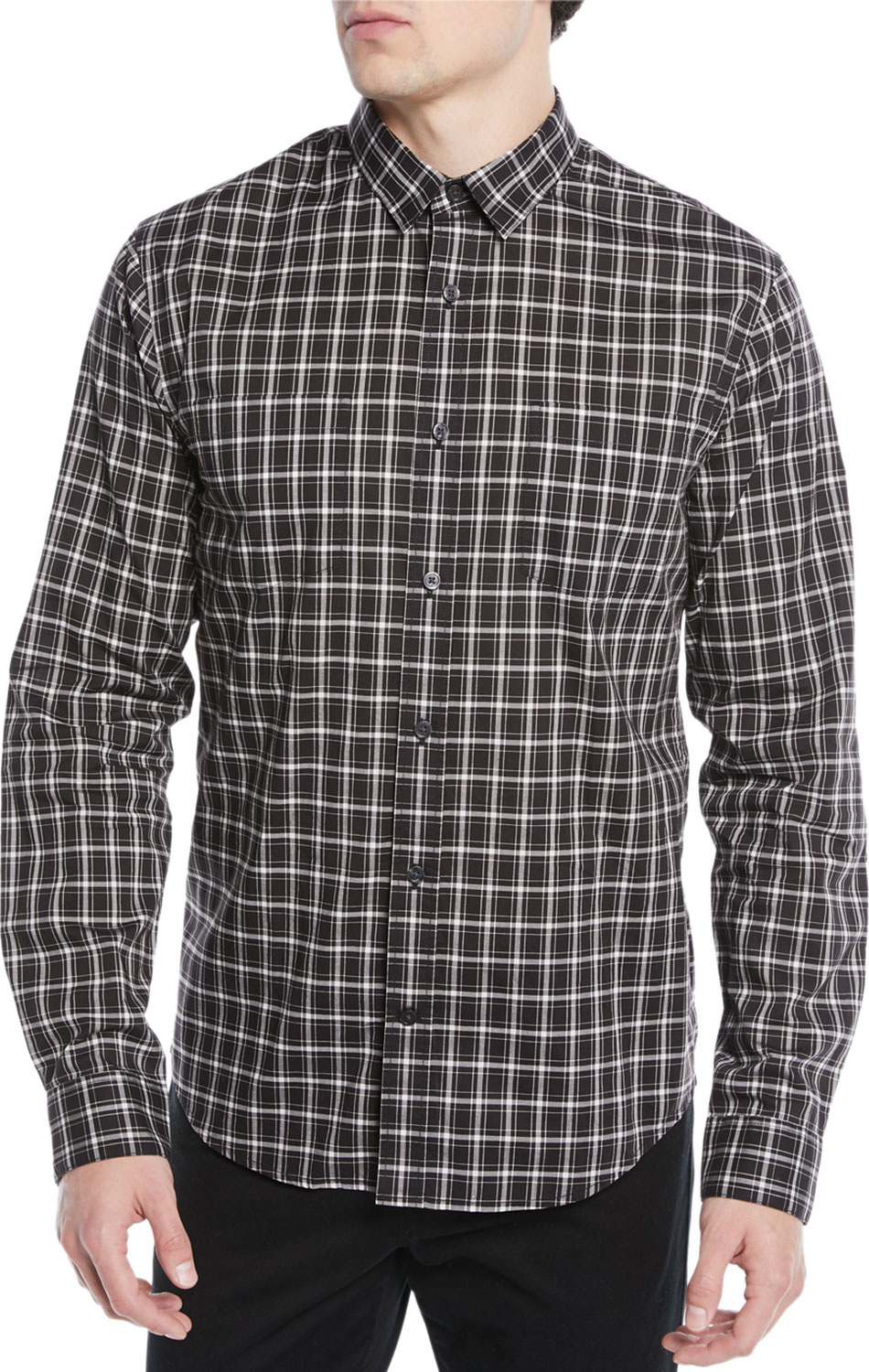 Vince Men's Two-Tone Plaid Pocket Sport Shirt