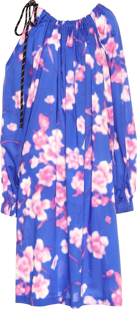 Dries Van Noten Floral cotton cold-shoulder dress