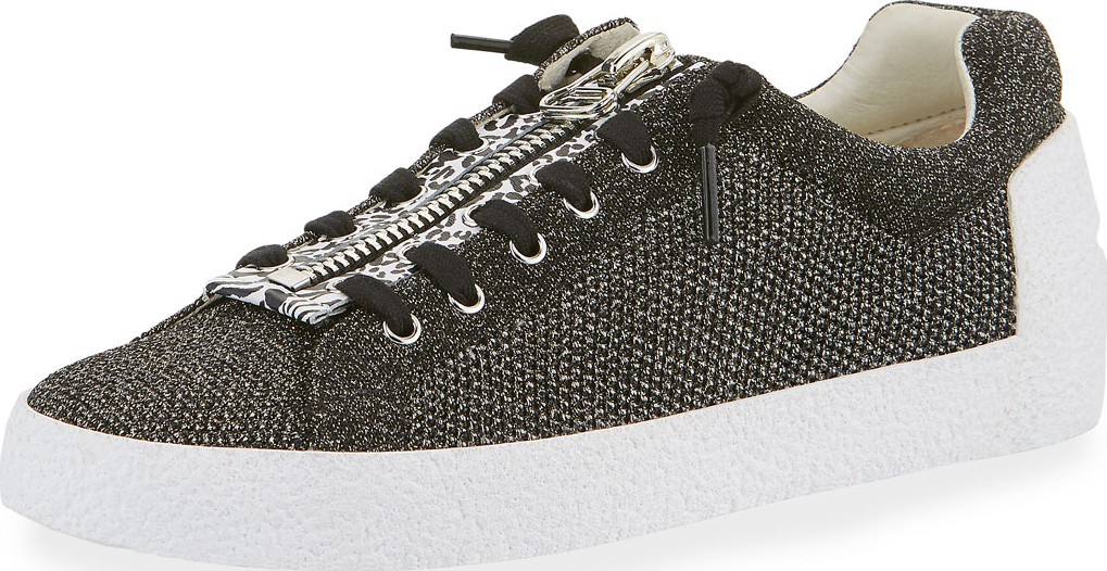 ASH Nirvana Metallic Knit Zipper Sneakers  Black