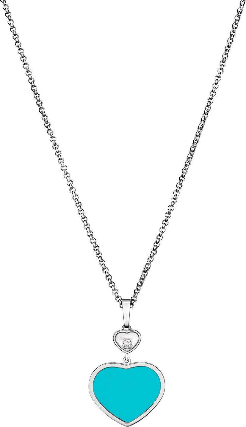 Chopard Happy Hearts 18k Turquoise & Diamond Long Pendant Necklace