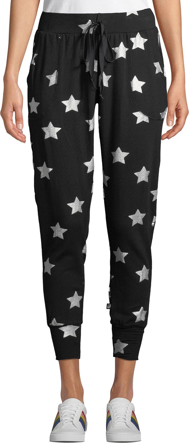 Terez Foil-Print Stars Jogger Pants