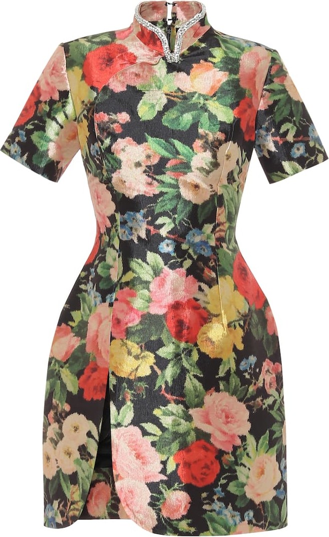 Richard Quinn Embellished floral taffeta minidress